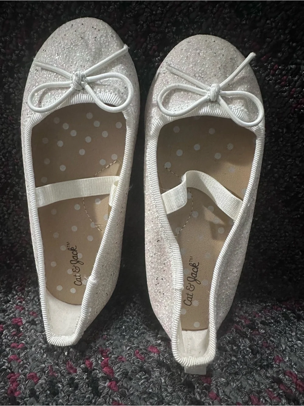 Cat & Jack Sparkle Bow Ballet Flats - White